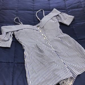 Love Culture blue striped romper